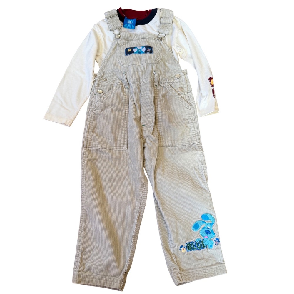 Vintage Blue's Clues Corduroy Overalls Set Toddler Size 4 Nickelodeon‎ Y2K